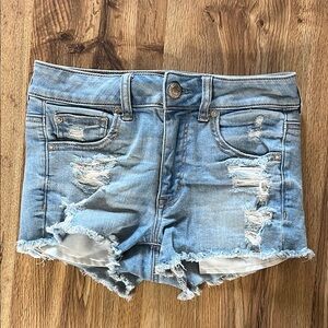 American Eagle Outfitters Blue Distressed Jean Shorts
